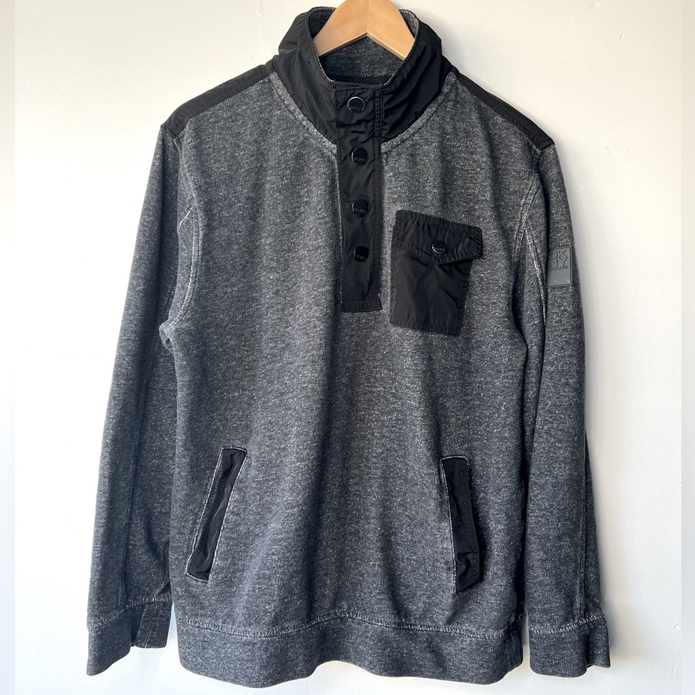 DKNY Jeans Quarter Button Knit Pullover, L